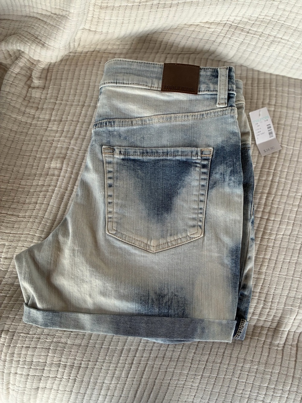 NWT Maurice’s Light Wash Distressed Denim Shorts with Rolled Hem